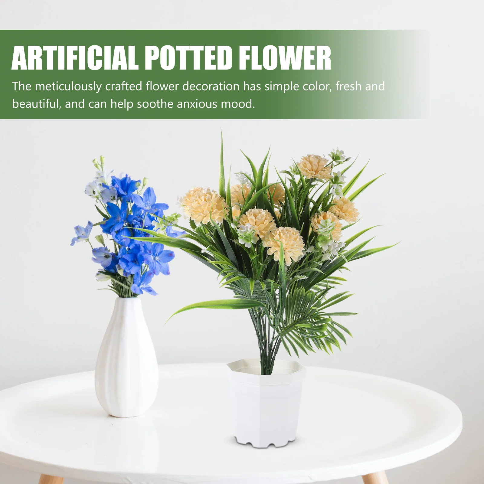 

Artificial Potted Flower Fake Bonsai Decor Small Faux Plant For Home Office Desk Living Room Coffee Table Simulated Potted