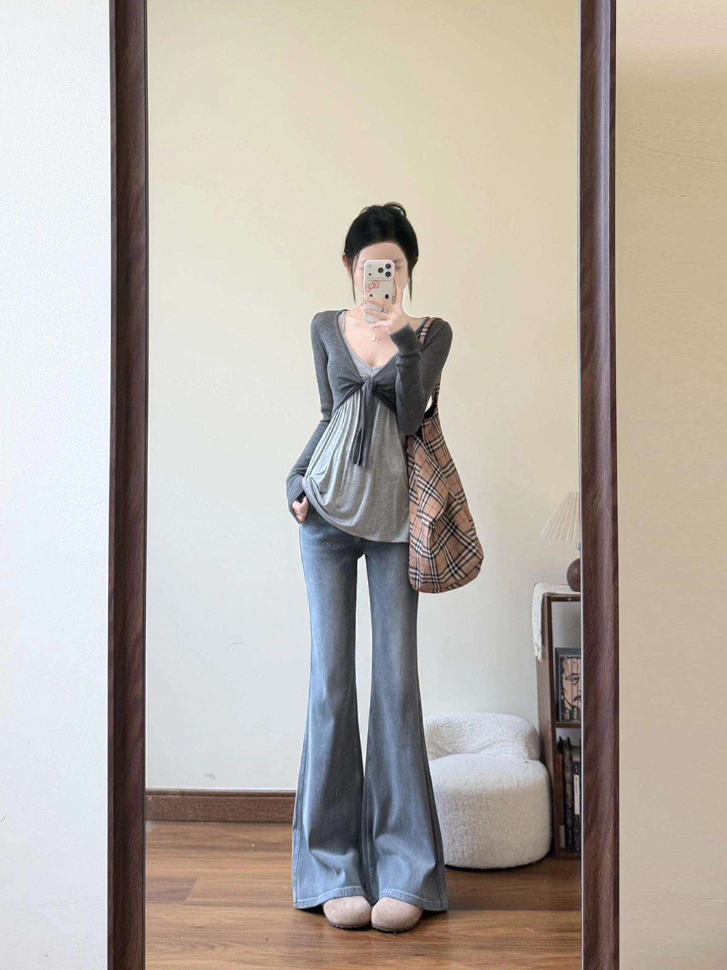 

ay Versatile Long Sve Knitted Open Cardigan Slim Fit V Ne Tank Top And Strap Set Fem Pilot Faion Spring Outfit