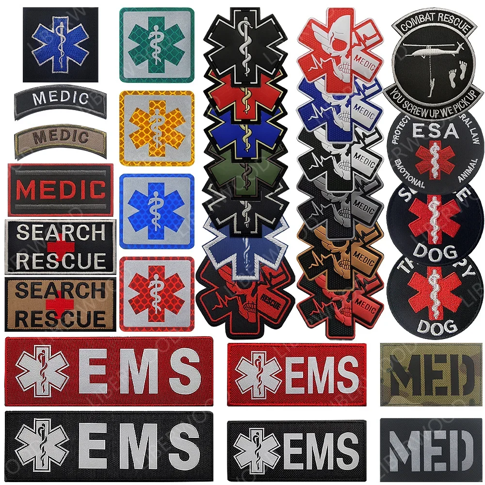 Reflective Medic EMS EMT MED Paramedic Tactical Patch Infrared IR First Aid Military Emergency Rescue Star Life Patch