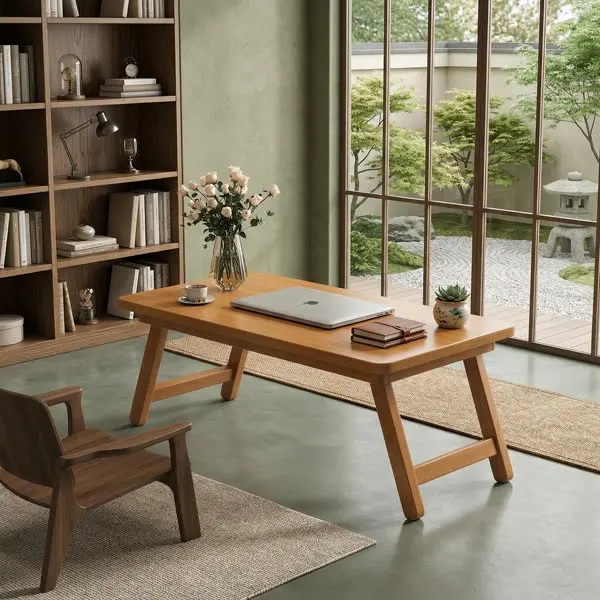 

Foldable Coffee Table Small Side Table Rectangular Tea Desk for Tatami Balcony Study