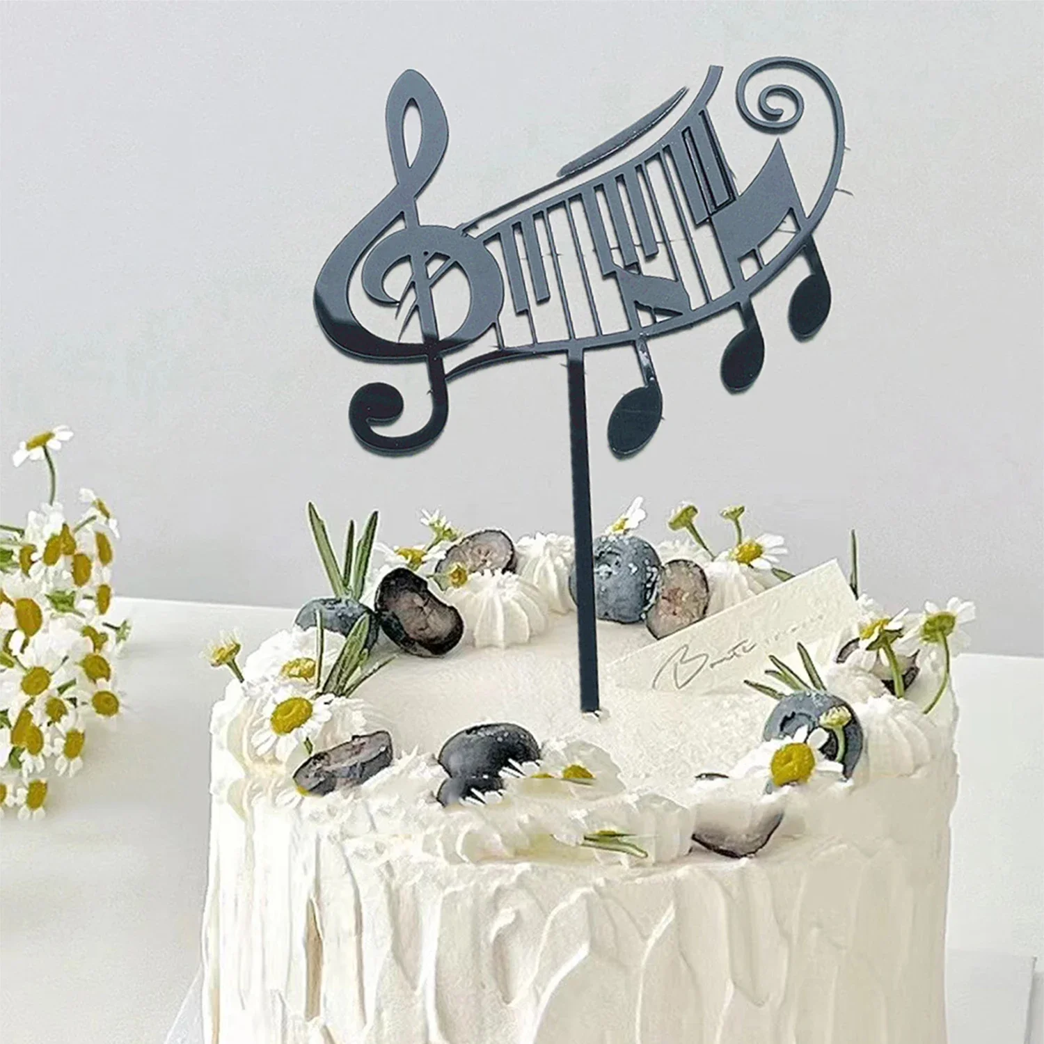 Piano Music Theme Acrylic Cake Topper Musical Notes Happy Birthday Party Supplies DIY Cake Decoration