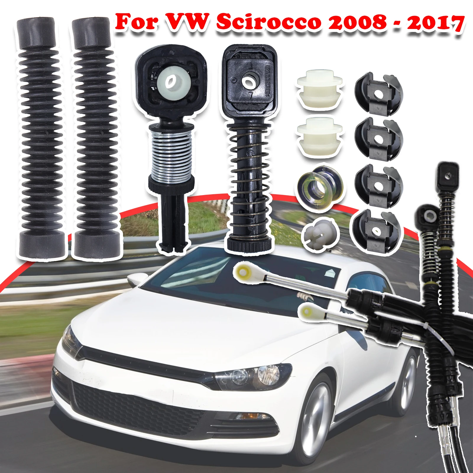 For VW Scirocco Manual Gear Shift Selector Lever Linkage Cable Bowden Bushing Sleeve Gaiter Repair Kit 2008 2009 2010 2011- 2017