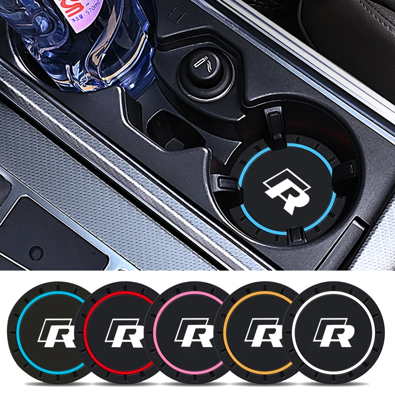 2pcs Car Silicone Non-slip Water Coaster Cup Holder Bottle Mats For VW R Scirocco Jetta Beetle Golf Passat Tiguan Sharan Touran