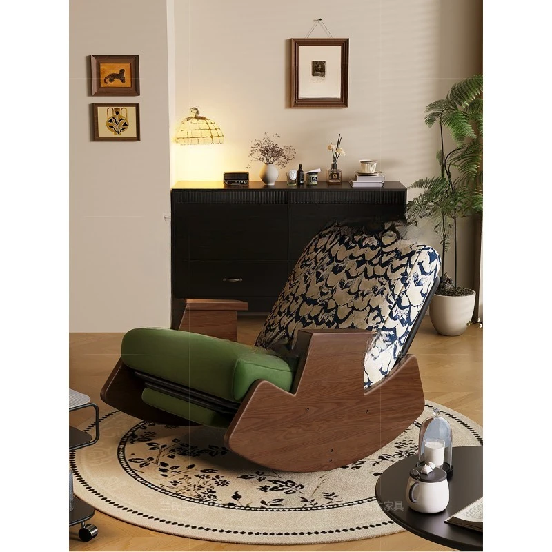 

Rocking chair, retro solid wood home living room balcony bedroom can lie down