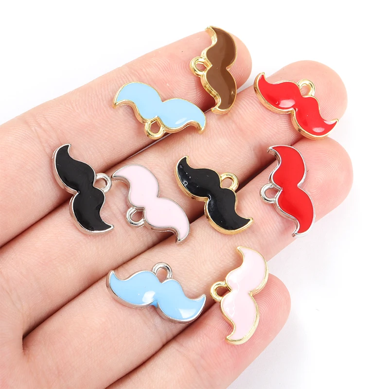 20pcs Cute Colorful Moustache Enamel Drip Oil Charms for DIY Fun Necklace Keychain Phone Chain Mini Gentleman\'s Beard Pendants