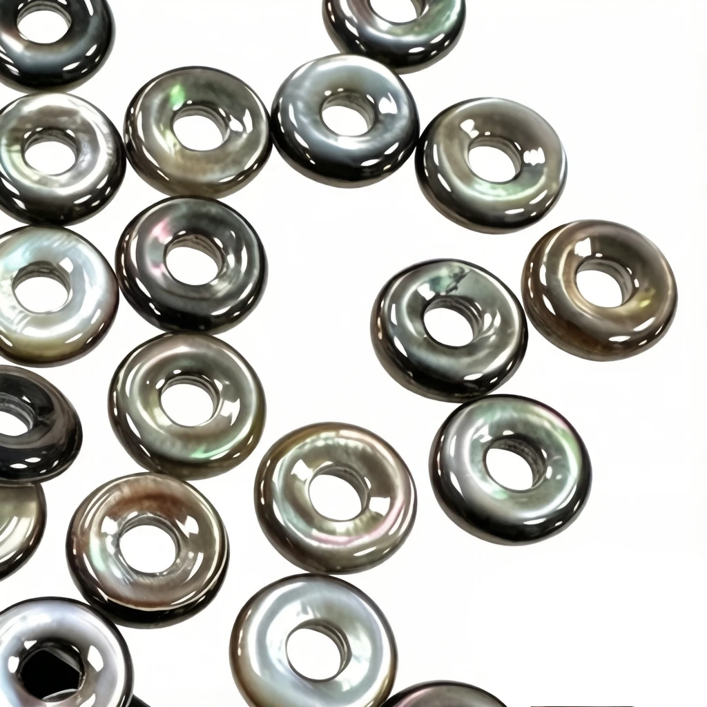 5 PCS 8mm 15mm Natural Black Sea Shell Mother of Pearl Ring Loose Charms Pendant