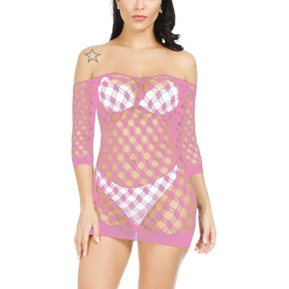 ชุดชั้นในตาข่ายเซ็กซี่สำหรับผู้หญิง bodystockings กลวงดูผ่านชุดนอนเร้าอารมณ์ตาข่ายชุดเดรสเด็กผู้หญิง