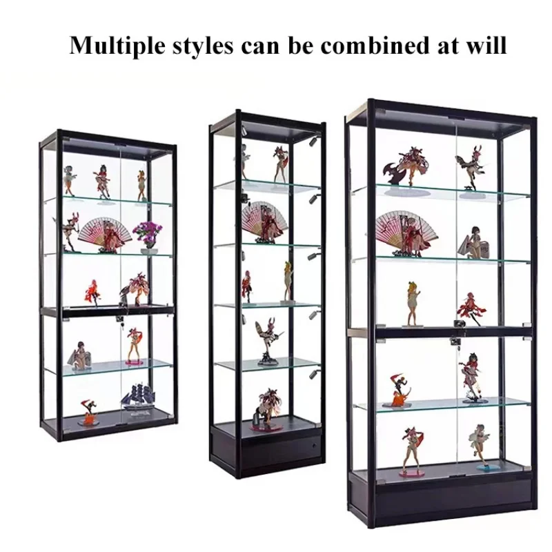 custom，Aluminum alloy jewelry display cabinet factory customized, glass display showcase