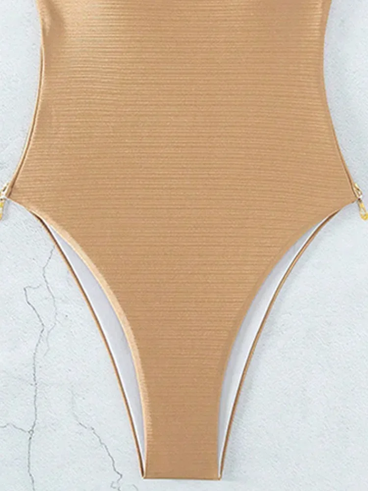 مثير الصلبة السباغيتي حزام بيكيني النساء ملابس السباحة عالية الخصر عارية الذراعين الشاطئ البيكينيات 2025 جديد الصيف ملابس السباحة قطعة واحدة ملابس السباحة #6