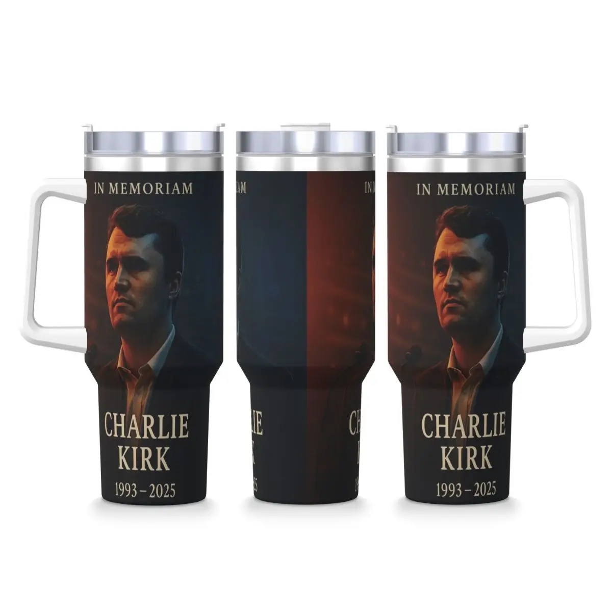 

В памяти Чарли Кирк 1993-2025, стакан для холодных напитков, бутылка для воды, герметичная термокружка из нержавеющей стали, дизайн, кружки для кемпинга, чашка