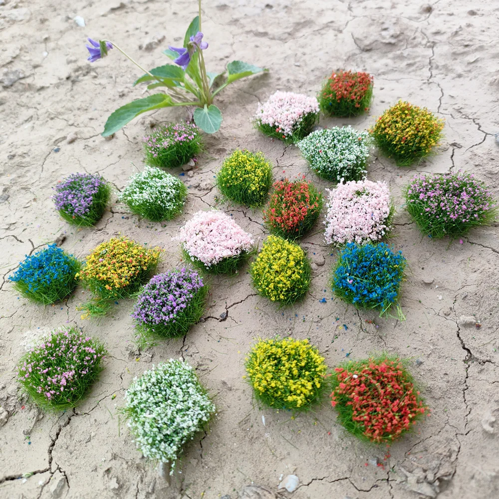 Breite 28MM Statische Große Grasbüschel-Blumen-Modellbausätze Mini-Pflanzenmaterialien Gartenbau Straßengestaltung Diorama-Zubehör 3er-Set – Detail 1