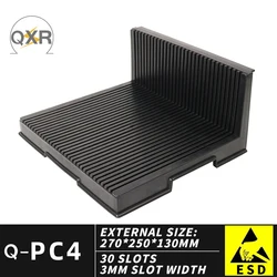 ESD Q-PC4 PCB Rack Storage Holder 270X250X130mm Workshop 30 Slot L-shape Plastic Black Antistatic Conductive Tray