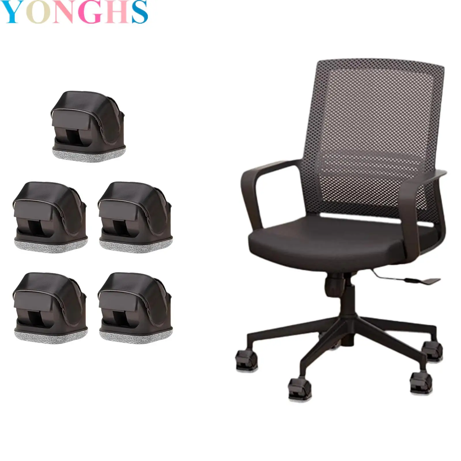 

5Pcs Chair Wheels Stoppers Furniture Wheel Caster Cups with Felt Bottom Pads for Rolling Chair Office Use