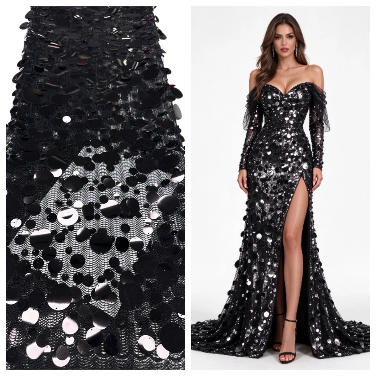 Elegant French Mesh Tulle Lace Fabric 2026 Nigerian Full Beaded Sequins Lace Fabric For Luxury Evening Wedding Party Dress