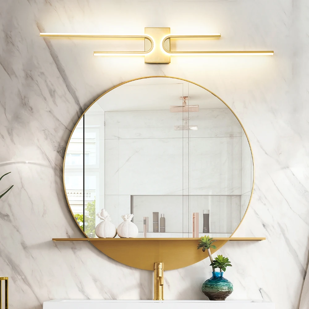 ضوء مرآة حمام LED على شكل حرف U، تغيير لون RGB قابل للتعتيم مع جهاز تحكم عن بعد، مؤقت، ضوء زينة حديث بسيط