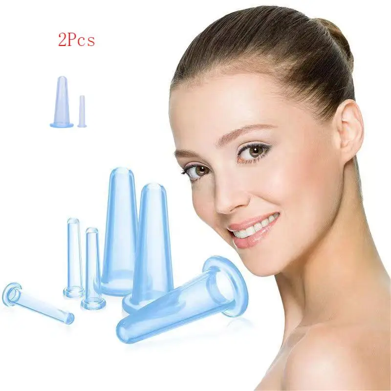 2PCS Face Silicone Walking Cupping Fire Cupping Moisture Absorption Safe And Non-Toxic Household Face Massage Vacuum Cupper