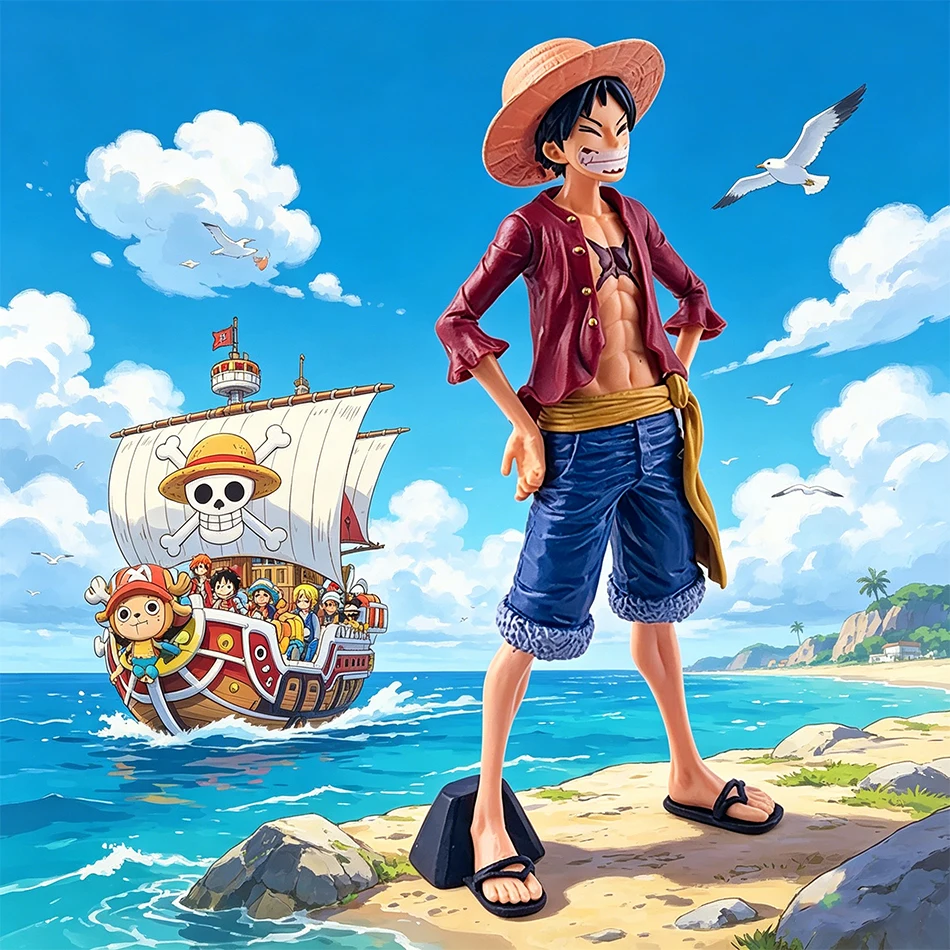 Anime Figure One Piece 28cm Confident Smiley Luffy Three Form Face Changing Action Figurine Doll PVC Model Toys Collection Gifts
