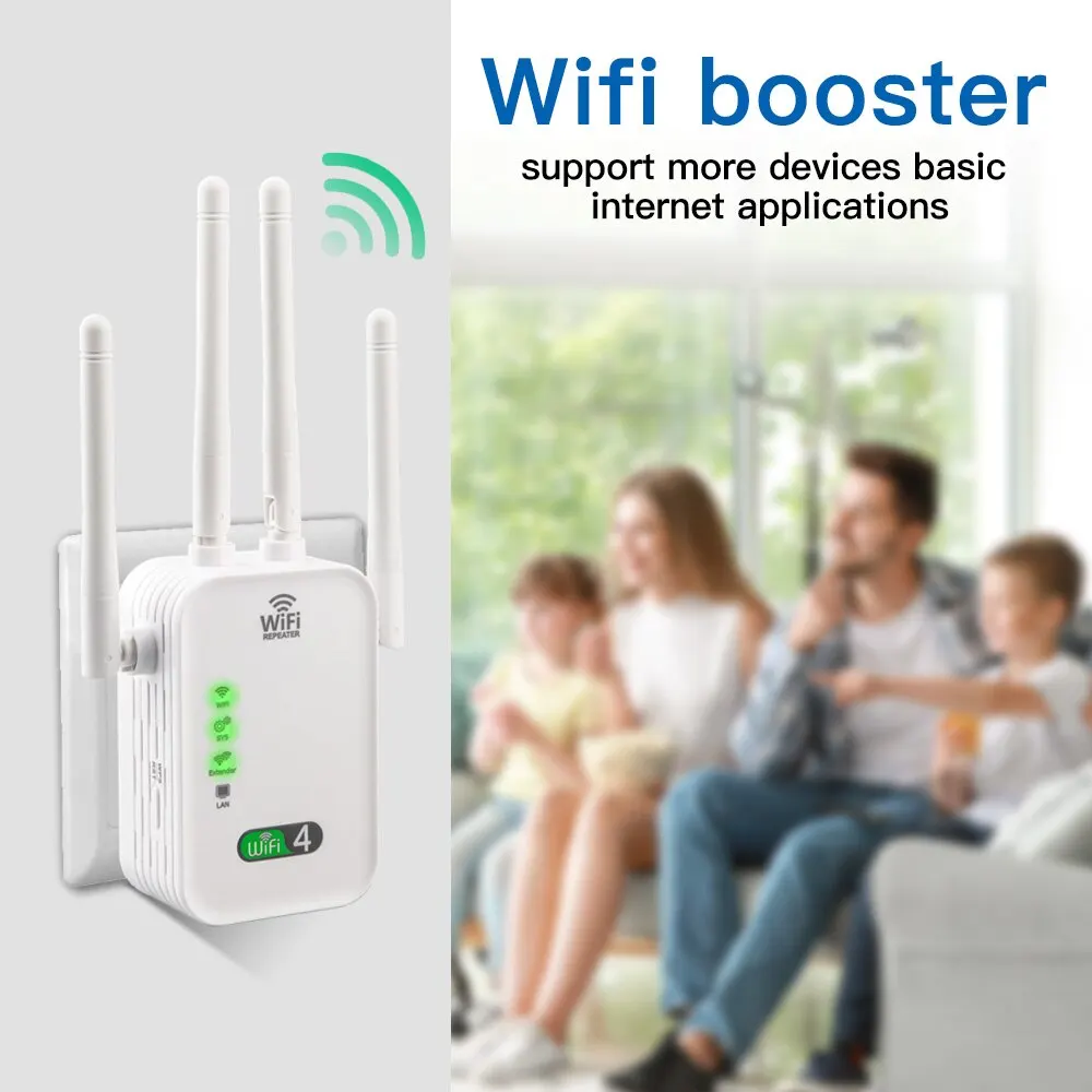 300M WIFi Repeater Wi-Fi Amplifier 802.11N 2.4GHz Wireless Signal Booster Smart Power Extender For Office Home Easy Setting