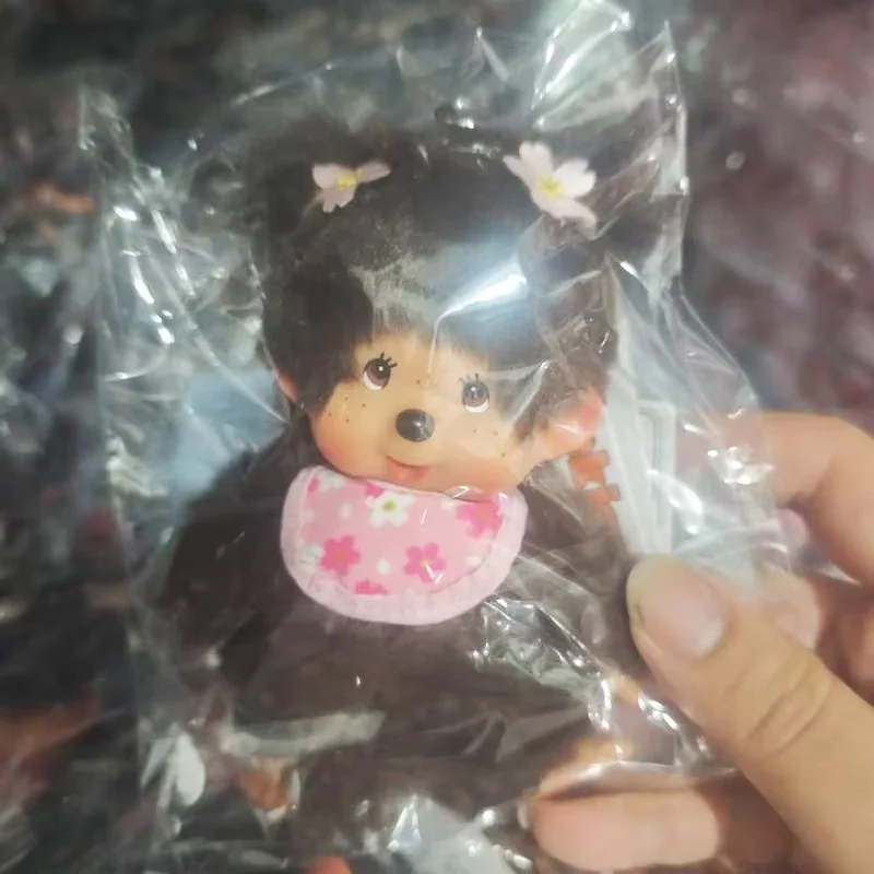 Monchhichi Plush Doll Keychain Cherry Blossom Series Cute Cartoon Couple Pendant Pink Brown Bag Decoration girl gift toys replic