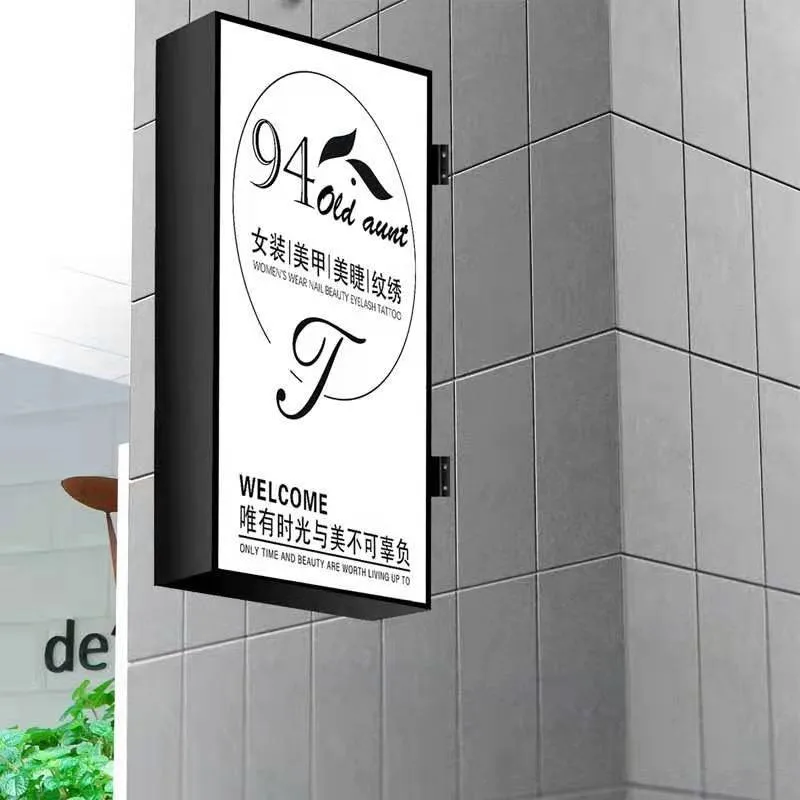 Custom Rectangle Illuminated Storefront Sign Outdoor Waterproof Projection Business Saloon Sign LED Advertising Light Box