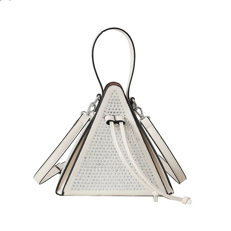 2024 new Evening Clutch Bag Triangular Pyramid Unique Niche DESIGN Woman Party Bags Vintage Fashion Purse Handbags Full Rivet