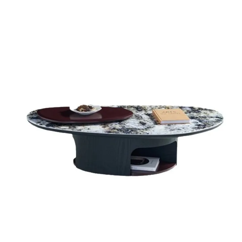 Marble Oval Storage Coffee Table Modern Light Luxury Living Room Home Coffee Table