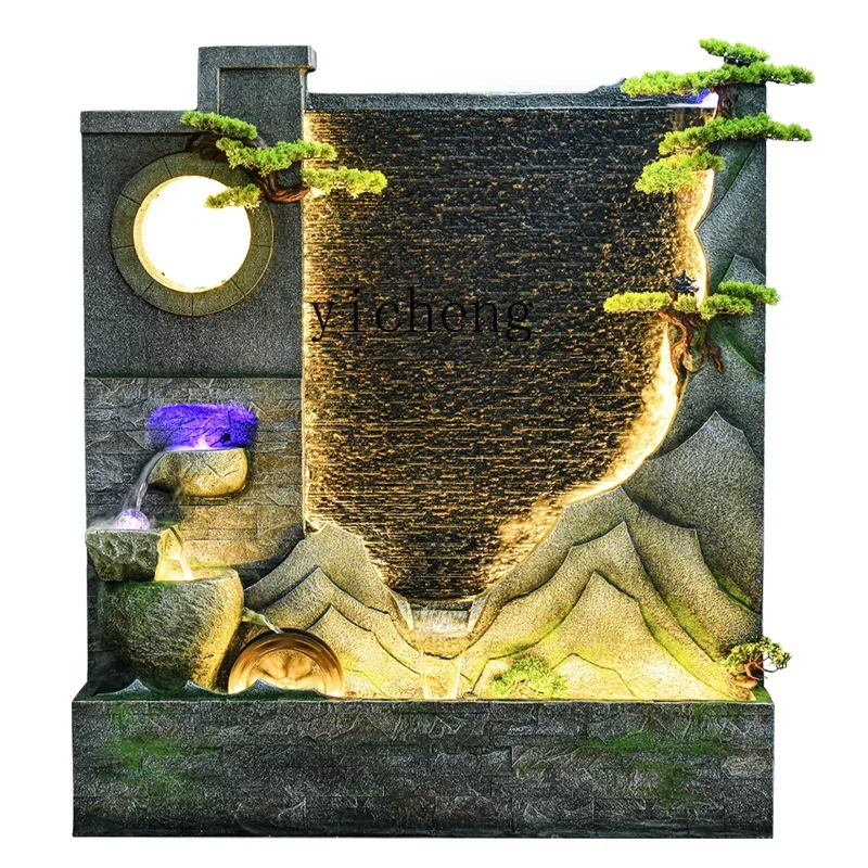 

Chinese Style Water Curtain Wall Water Fountain Indoor Fortune Fengshui Wheel Hotel Floor Ornaments