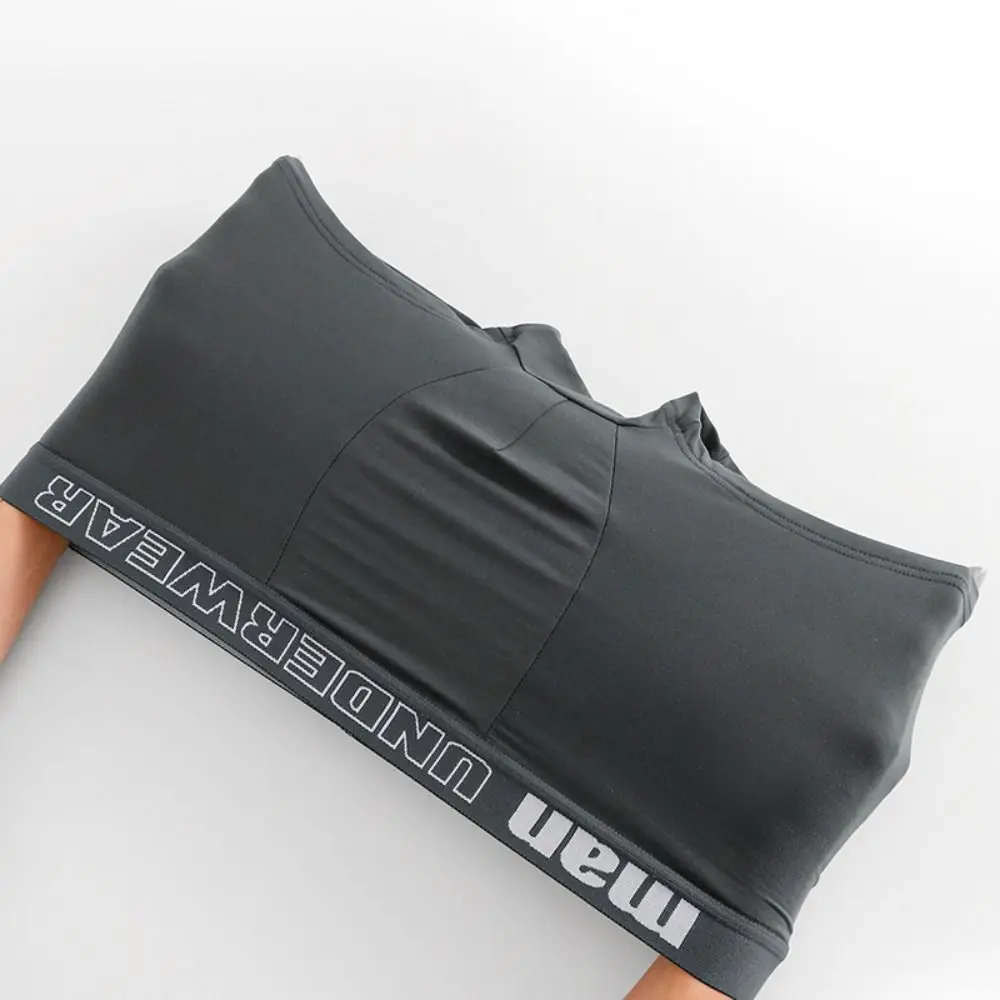 4Pcs Elastic Plus Size Men's Boxer Briefs Mid Waist Lingerie Shorts Underpants Seamless Letter Panties Gifts