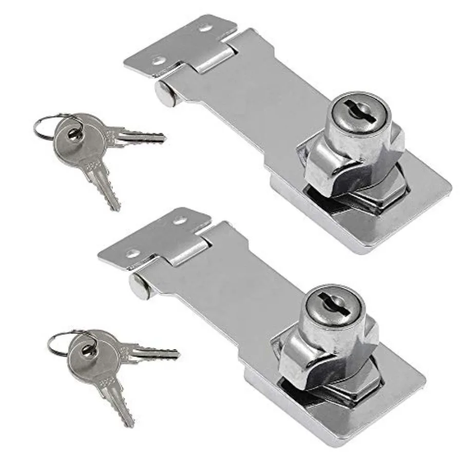 

2Pcs Keyed Hasp Locks 3 Inch Twist Knob Keyed Locking Hasp, Metal Safety Hasp Latches Keyed Different for Small Doors, Cabinets