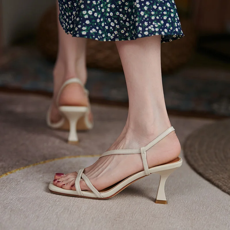 Comfy Soft Insole Buckle Women Square Toe Slip On Block Heel Non Slip Sole Vacation Versatile Summer Outdoor Ladies Heel Mules