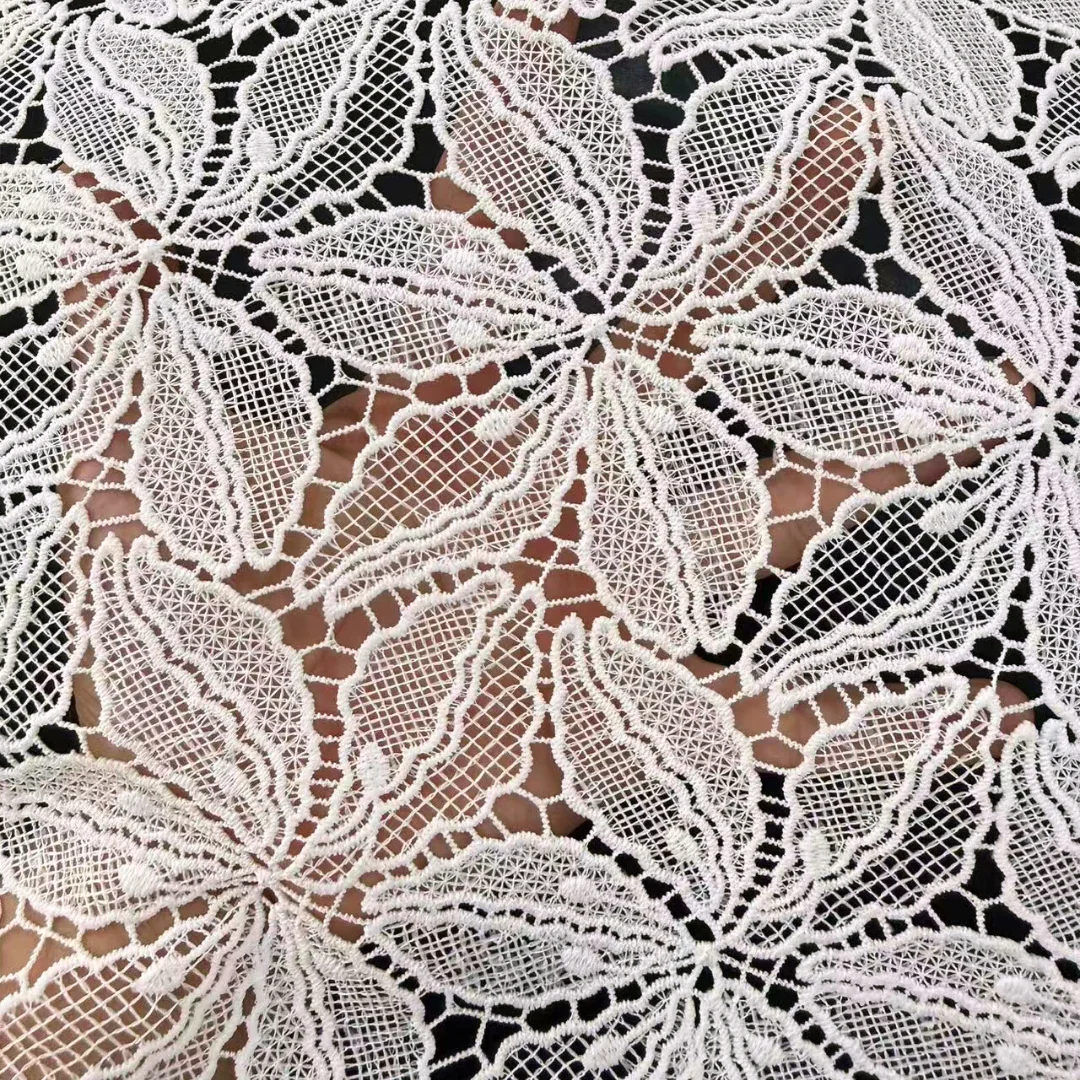 

African Solid Color Water Soluble Guipure Lace Fabric Floral Embroidery High Quality For Wedding Party Dress Sewing 5 Yards