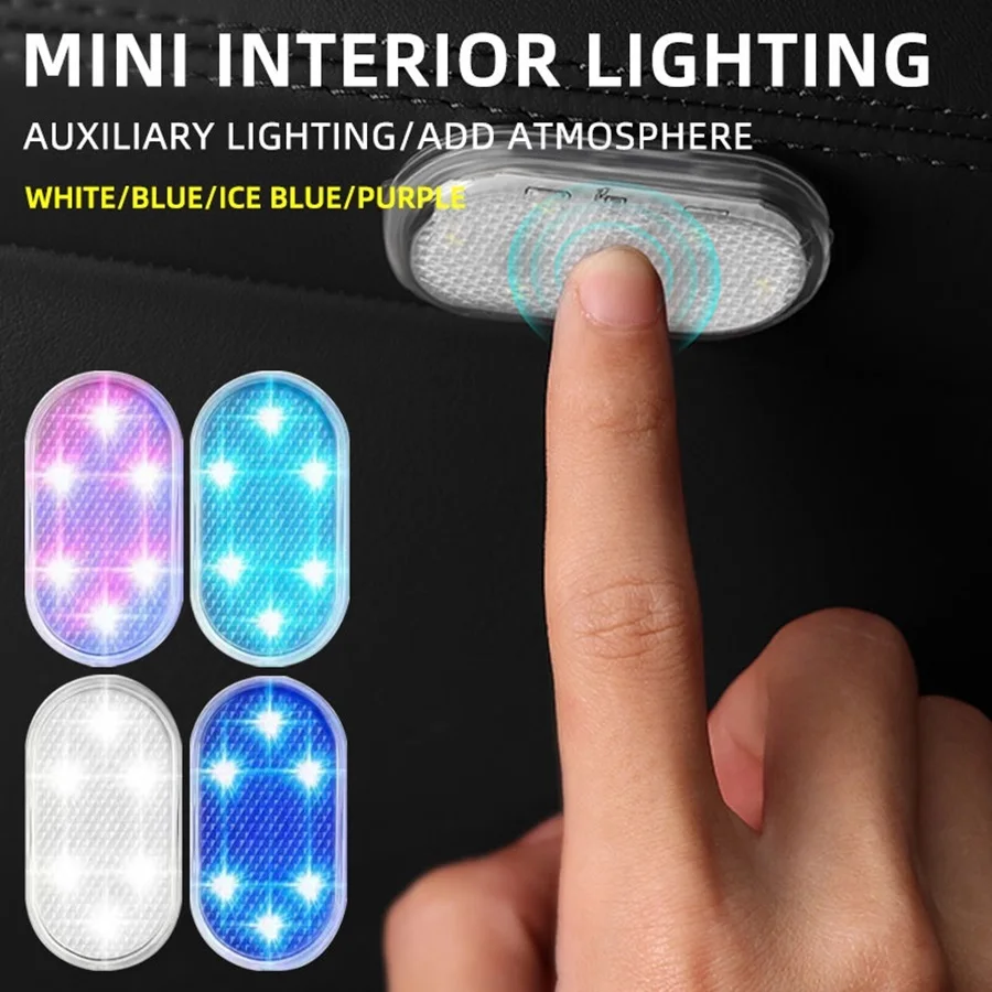 2Pcs Colorful 6 Beads Car Interior Dome Light Finger Touch Sensor Reading Lamp 5V LED Car Styling Night Light