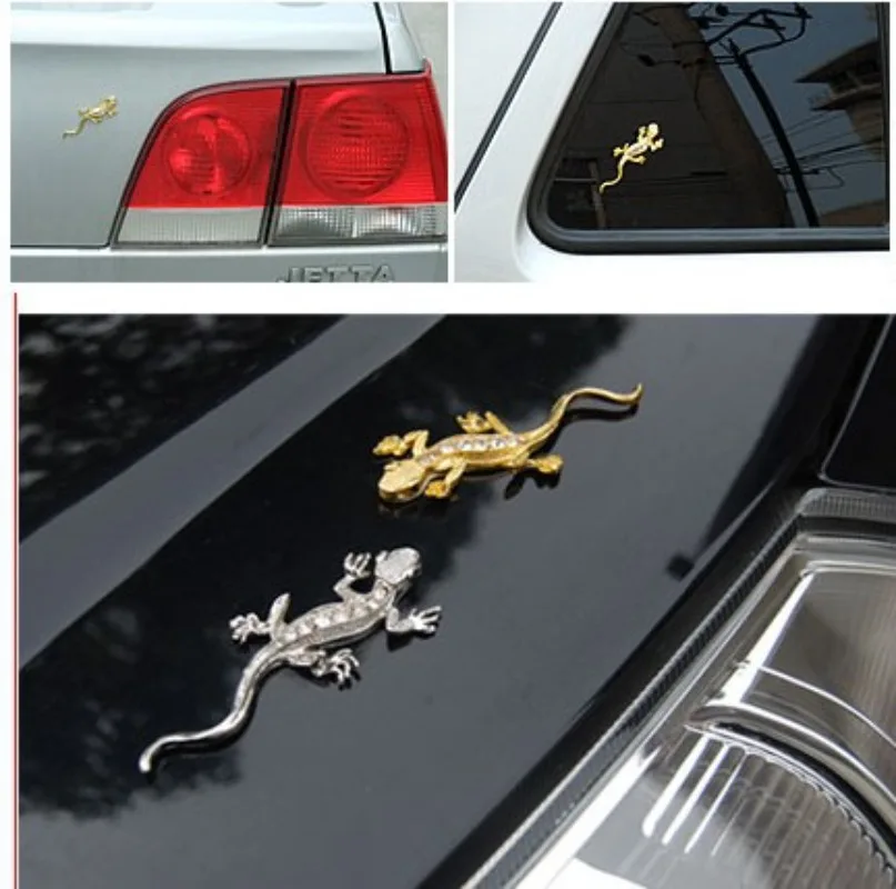 Diamond Gecko Metal Sticker Rhinestone Diamond Motorcycle Car Lizard Gecko Metal Sticker 3D Emblem Sticker Moto Accessories