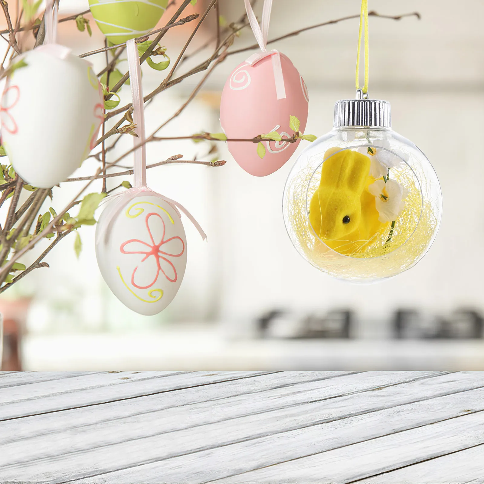 

1pc Acrylic Ball Ornaments Transparent Bunny Hanging Balls For Tree Window Display Party Decorations Easter Bunny Hangings