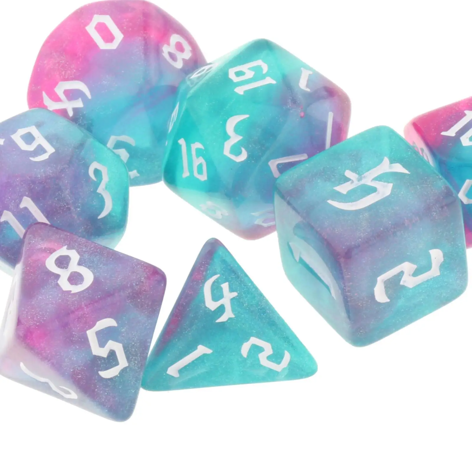7 Piece Polyhedral Dices Set Acrylic Shiny Texture for Role Playing Games Tabletop Math Teaching Assortment
