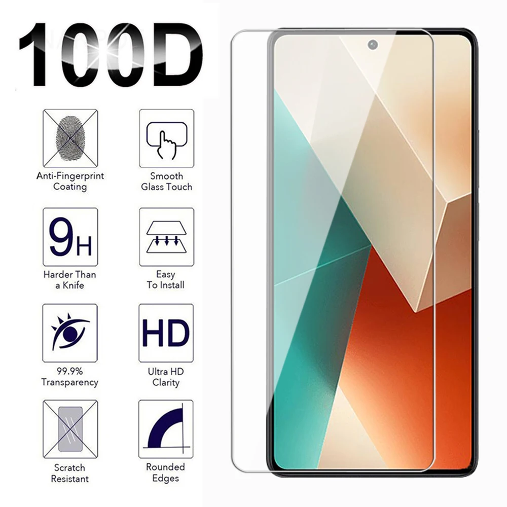 100D Screen Protector For xiaomi Redmi Note 12 13 Pro Plus 4G 5G Tempered Glass for Redmi 12S 12C 13C 12T Pro 4G 5G glass Film