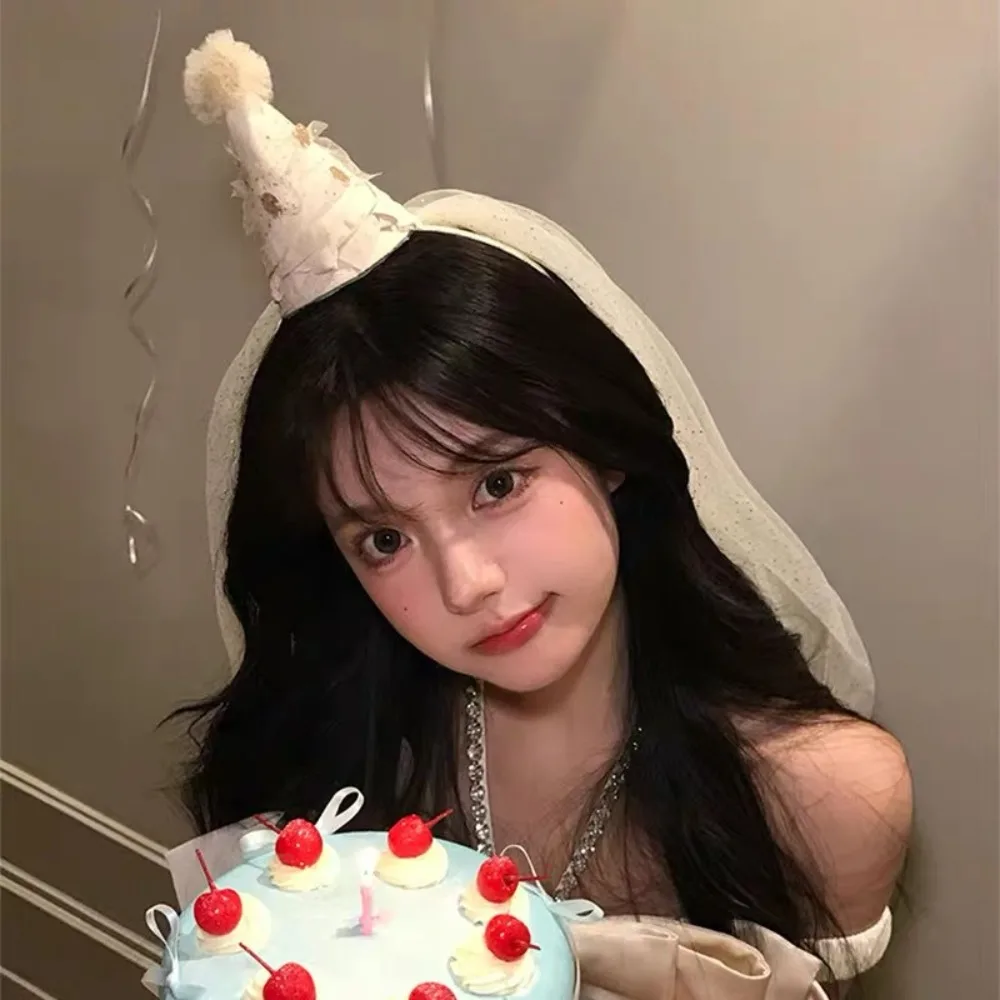 

Корейский стиль, белая вуаль, повязка для волос, мягкая креативная сетчатая повязка на голову с бантом, головные уборы, шляпа на день рождения, реквизит для фотосессии для детей