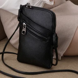 2024 Summer New Women Genuine Leather Shoulder Messenger Bags Female Cellphone Crossbody Bag Softness Small Purses and Handbags