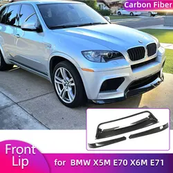 Full Carbon Fiber Front Bumper Lip Spoiler for BMW X5M E70 X6M E71 2010-2014 Car Front Lip Chin Apron Body Kits 3PCS/SET FRP