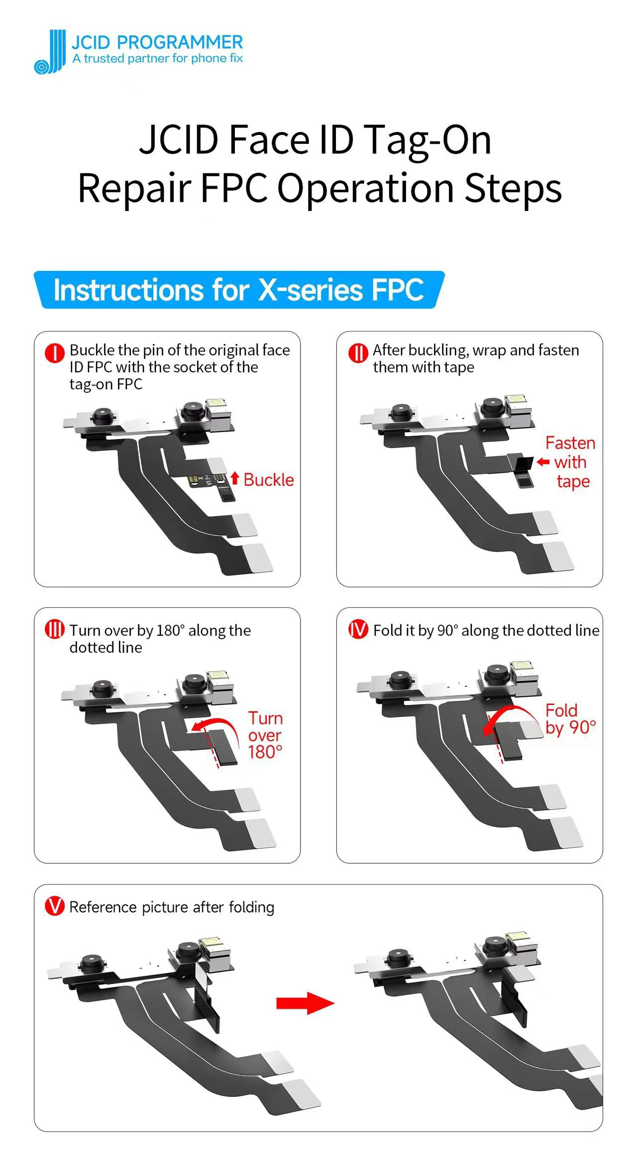 JCID Non-removal Face ID Repair FPC flex cable for iPhone X-12PM Face ID issues without soldering face id DOT-Projector fix tool