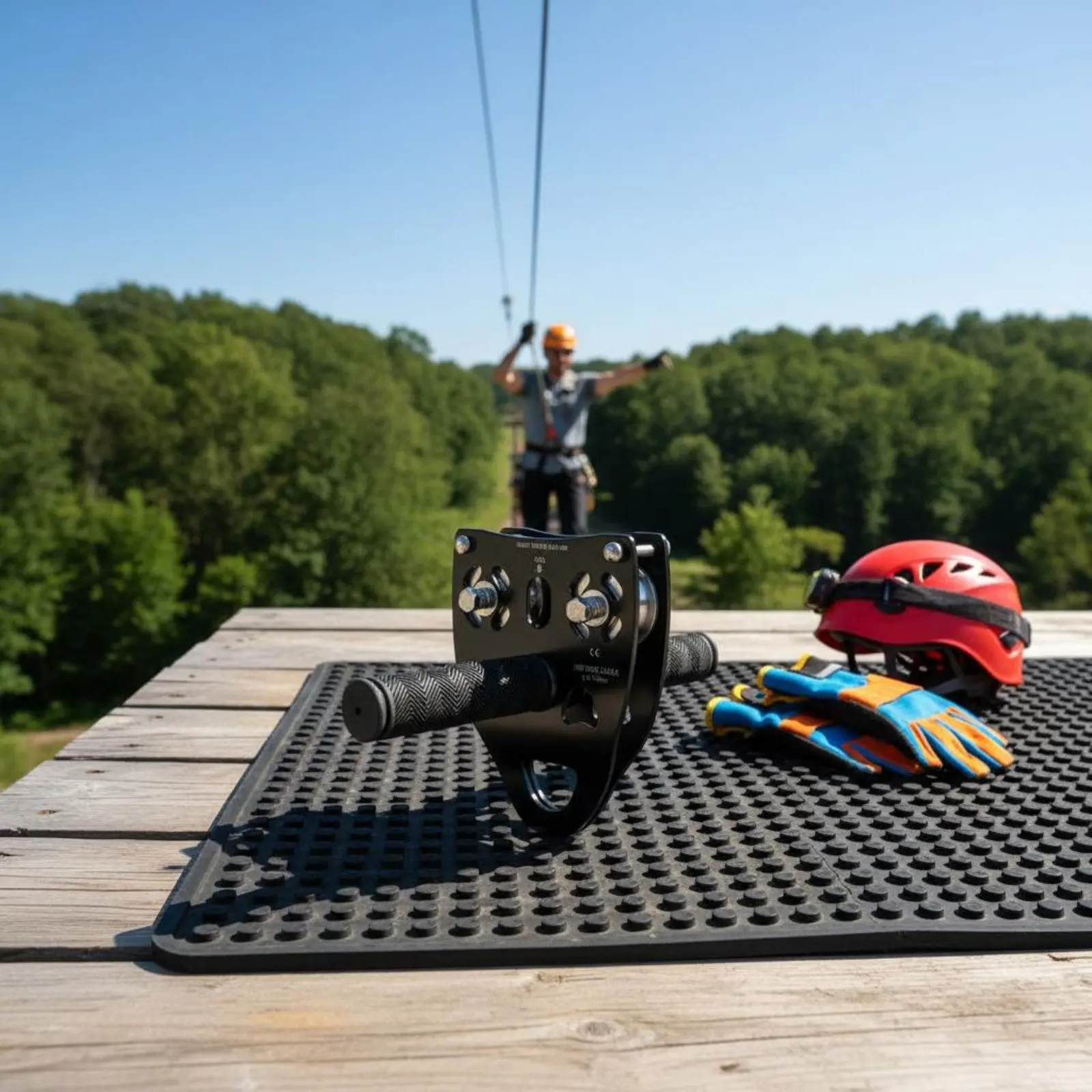 

Sturdy Duty Tandem Speed Pulley Certified Certified Wire Trolley Pulley with Handlebar Climbing Hardware for Exploration Park