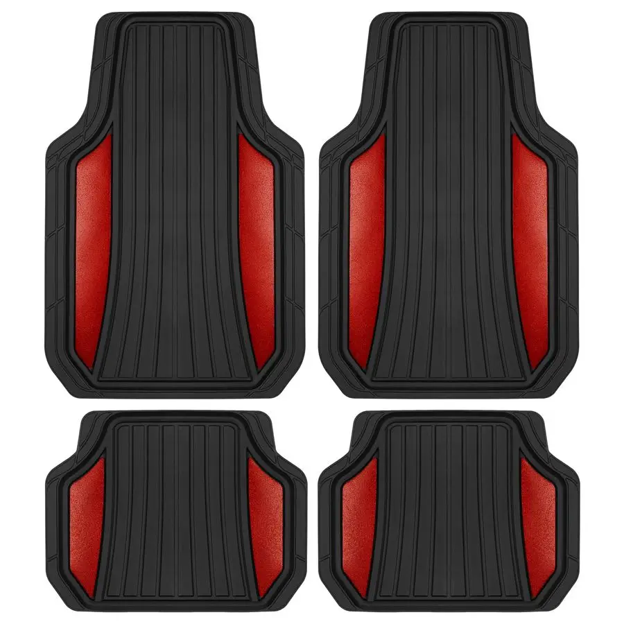 

ChromeTech Car Floor Mats Full Set Durable Rubber Floor Mats for Cars with Two Tone Accent, All Weather Interior Protection for