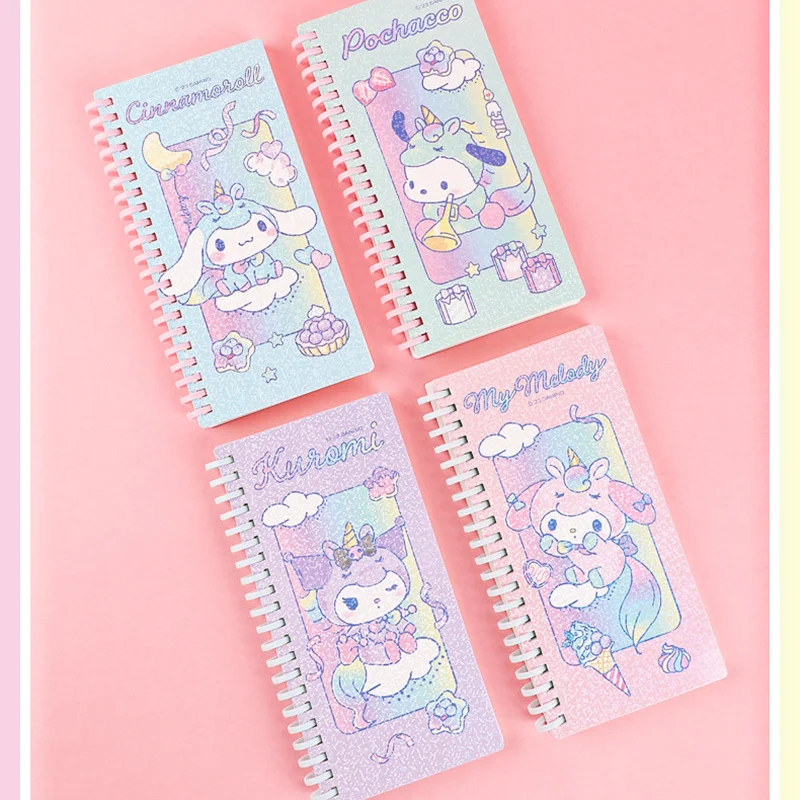 คอยล์การ์ตูนอนิเมะ Kawaii Sanrio อนิเมะสมุดแผนงานประจำสัปดาห์น่ารักๆ Hello Kitty Cinnamoroll โน๊ตบุ๊คขนาดพกพาความคิดริเริ่มฮาโลวีนเด็กผู้หญิงของขวัญ