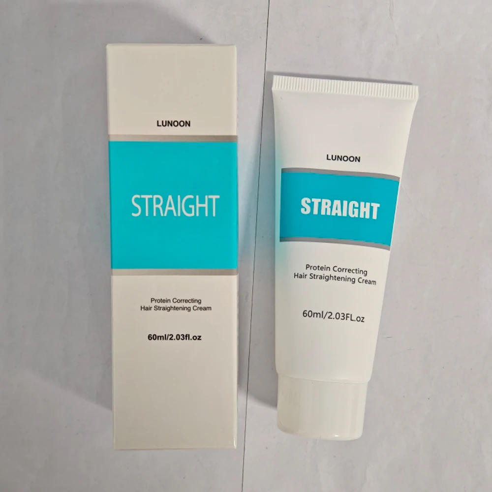 LUNOON 60ml Protein Correcting Hair Straightening Cream-Smooth& Strengthen Curly/Damaged Hair, Long-Lasting Straightening Effect