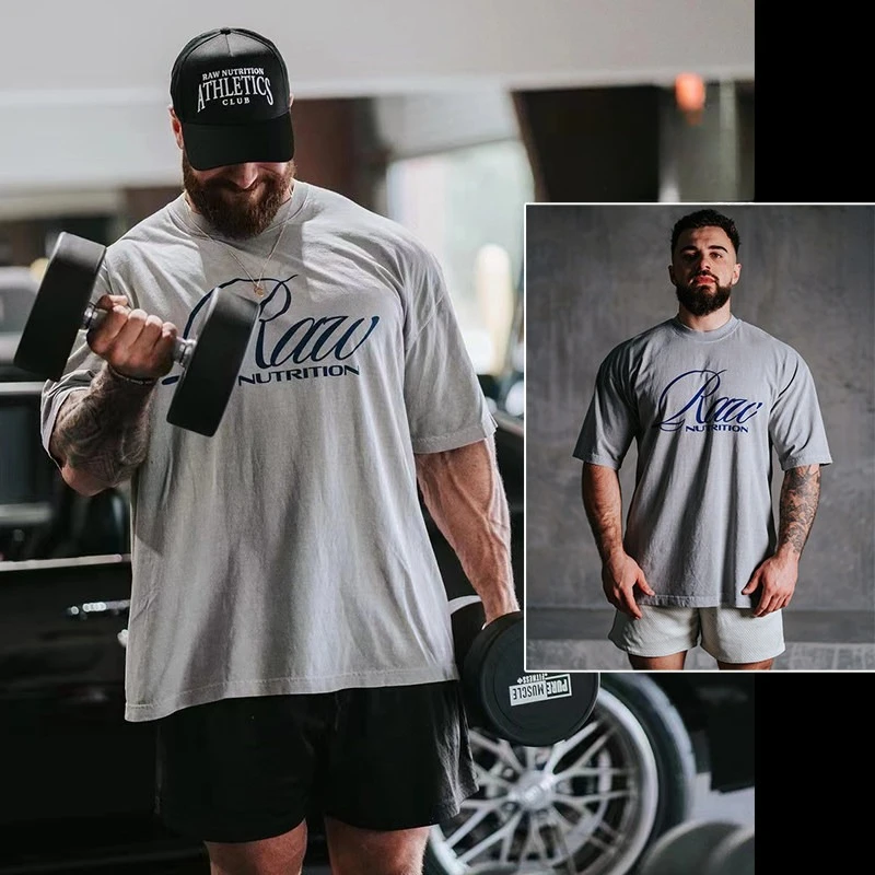 Hot 2026 GYM New Short-sleeved American-style Loose T-shirt for Fitness - Three-quarter Open Back with Five-quarter Sleeves