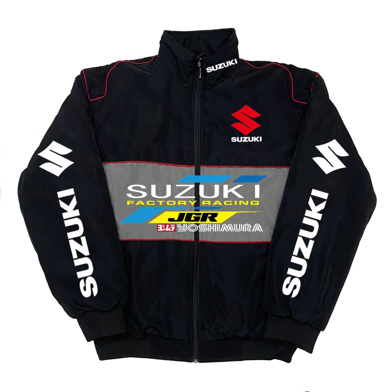 AliExpress Suzuki Racing Jacket - A fashionable motorcycle riding jacket for both men and women, providing warmth during cycling. Baseball-