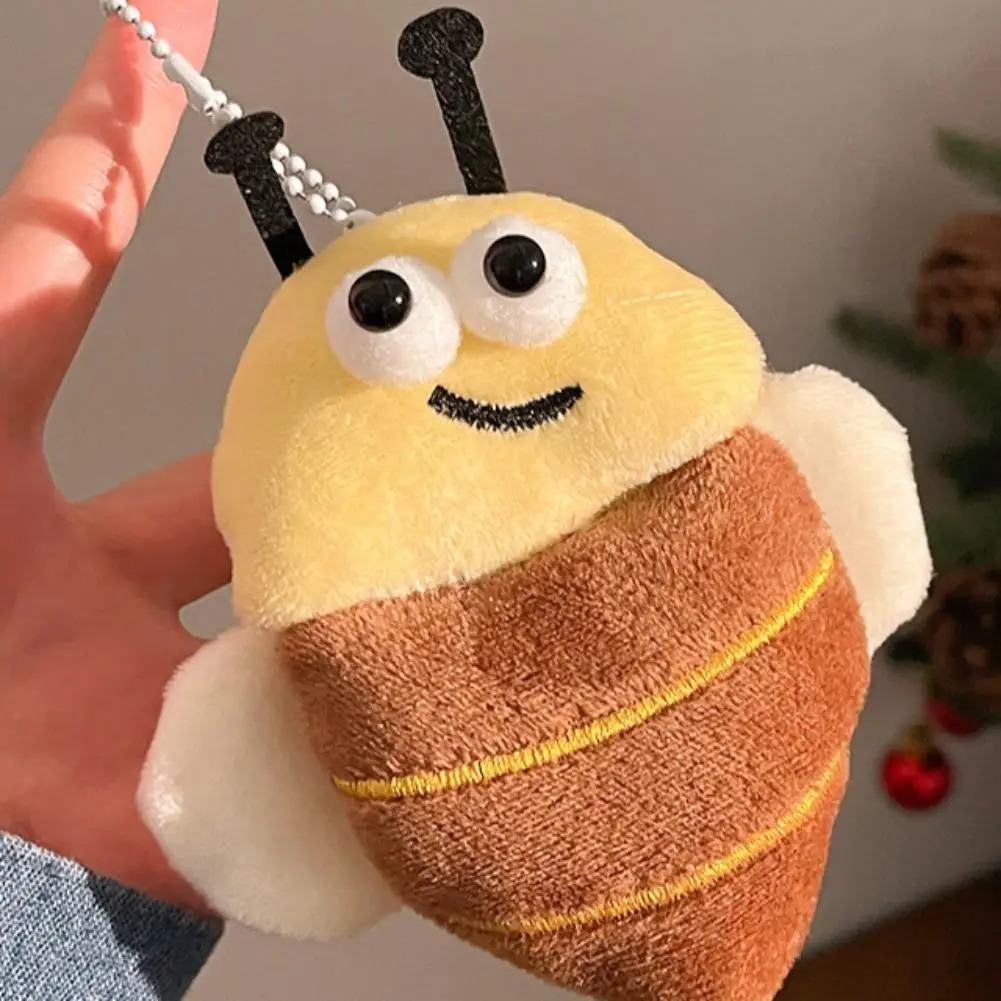 Funny Insect Plush Keychain Cute Cockroach Bee Stuffed Toy Bag Pendant Goofy Schoolbag Charm Prank Gift for Friends