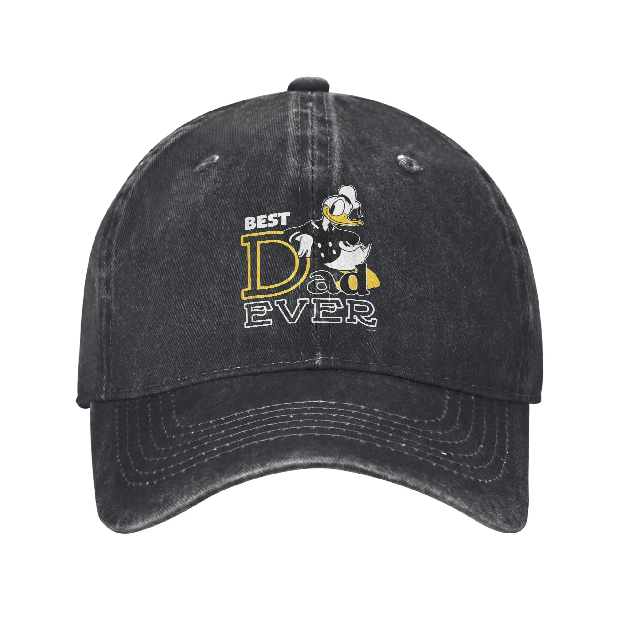 Donald Duck Best Dad Ever Family Trip  Unisex Baseball Cap Father's Day Distressed Denim Hat Vintage Outdoor Adjustable Sun Cap