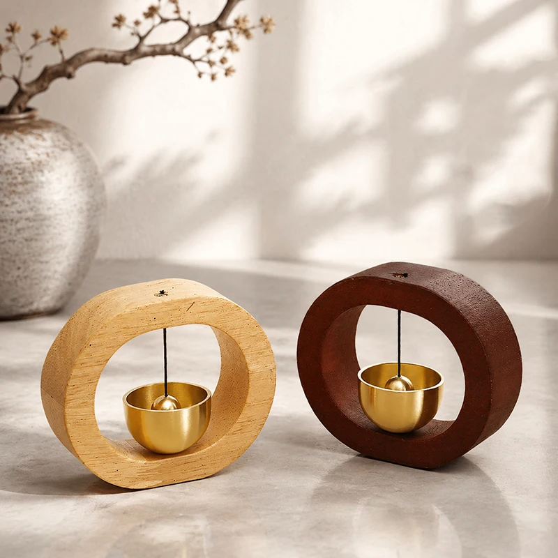 1pc Magnetic Doorbell Reminder Wooden Wind Chimes Self-adhesive Shopkeepers Bell for Door Home Decorations Retro Doorbell