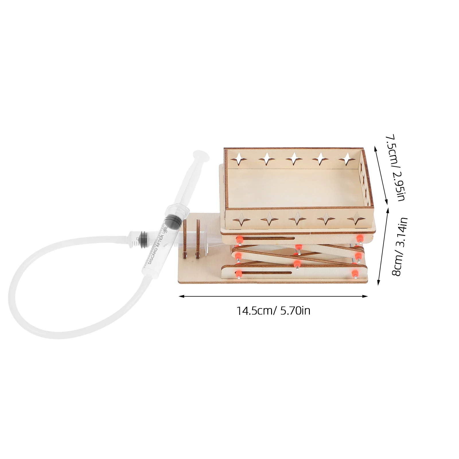 1 Juego de Plataforma Elevadora Hidráulica DIY, Máquina de Gato Hidráulico de Madera para Experimentos Científicos para Niños, Altura Ajustable, Kit STEM de Aprendizaje
